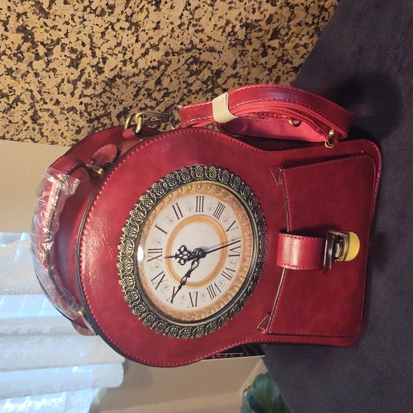 Diophy Red Backpack with Clock Design - Picture 7 of 8